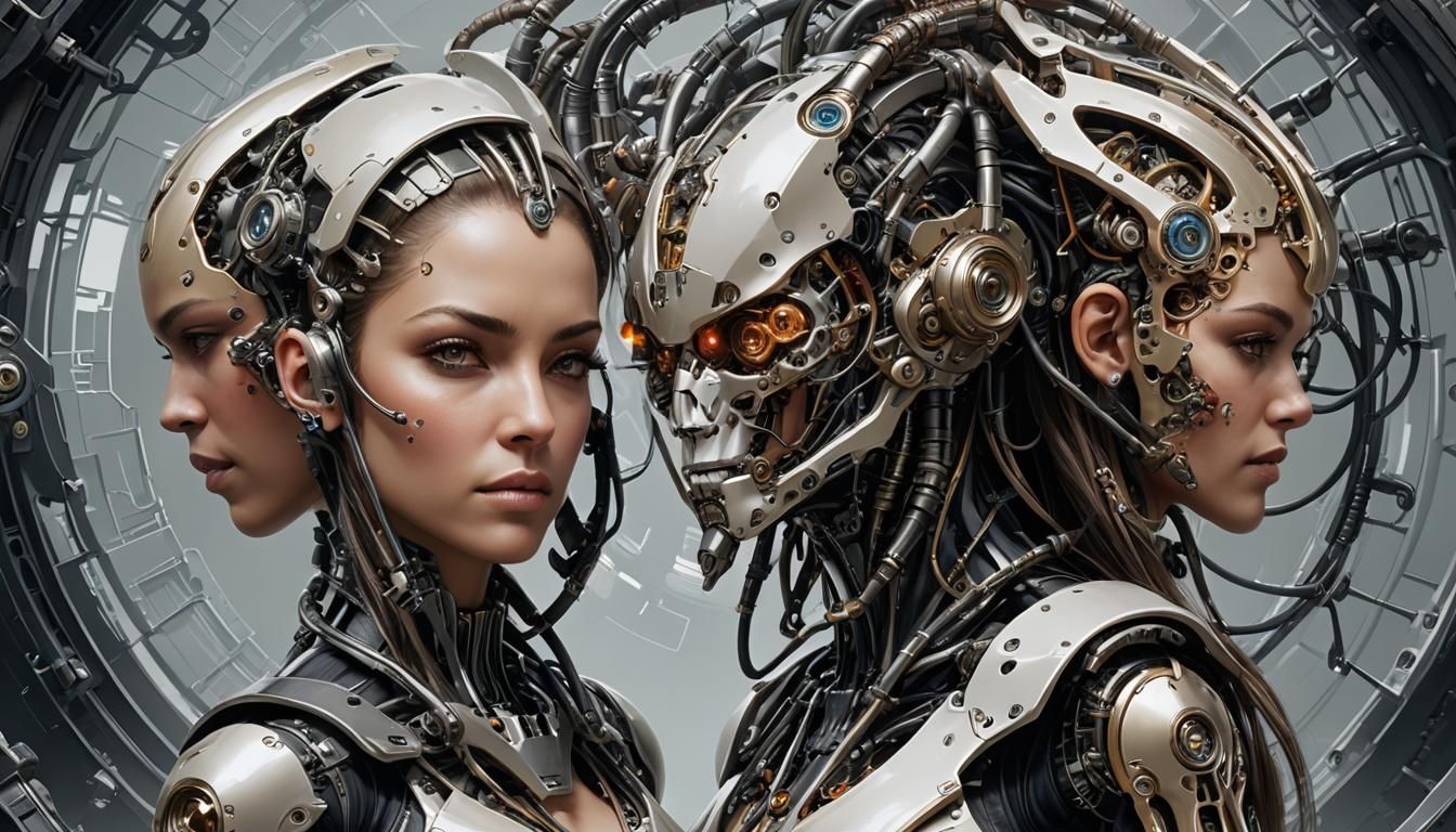 Biomechanical Evolution Portrait in Cyberpunk Style