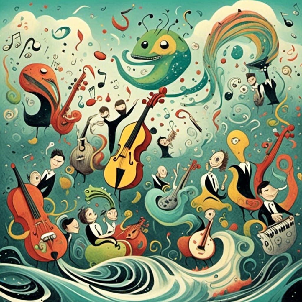 Cute Creatures Jazz Band on Vintage Record Sleeve