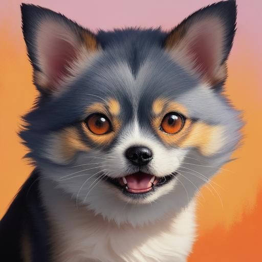 Expressive Dog Portrait in Watercolor Illustration Style