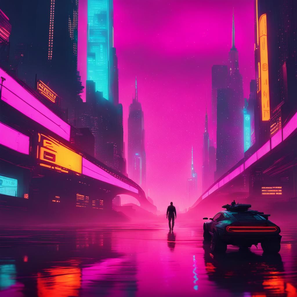 Cyberpunk City on Turtle's Back in Space