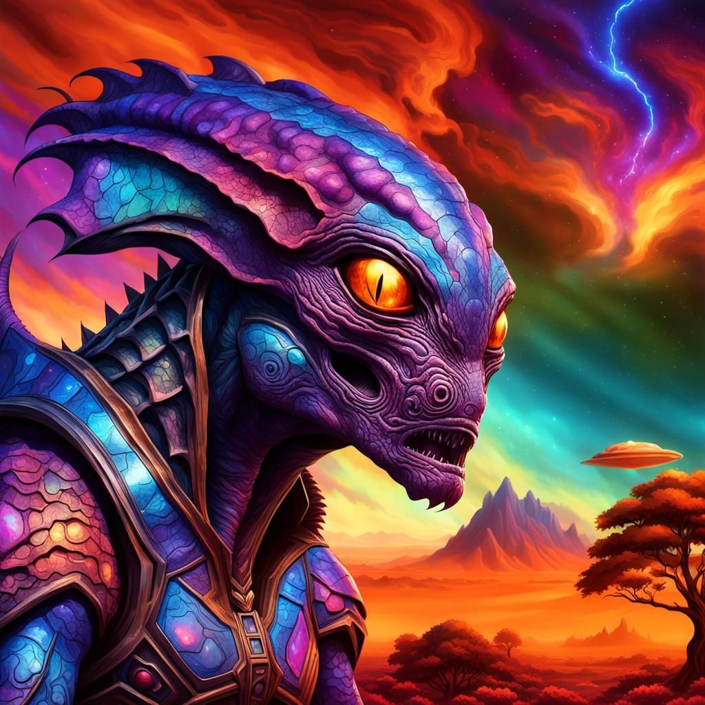 Iridescent Alien Creature on Distant Planet
