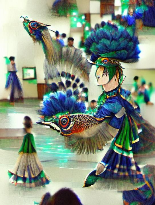 Peacock Folk Dancer in Traditional Style