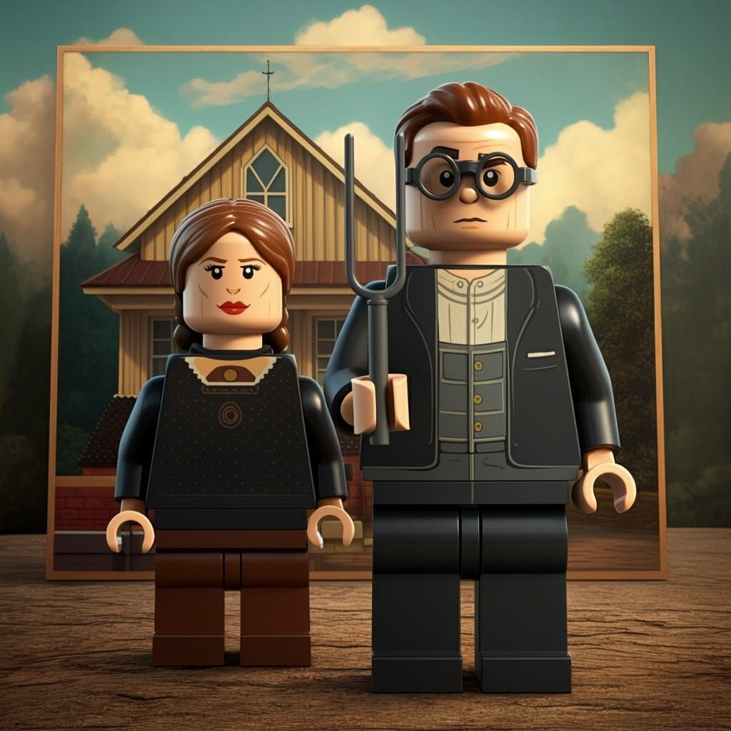 LEGO Artistic Homage to American Gothic