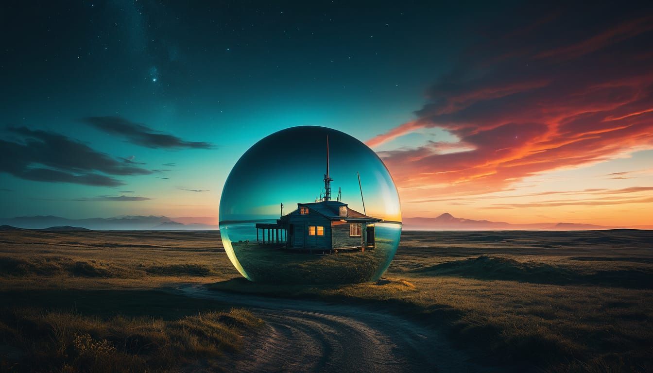 Enchanted Glass Orb in a Whimsical Celestial Realm