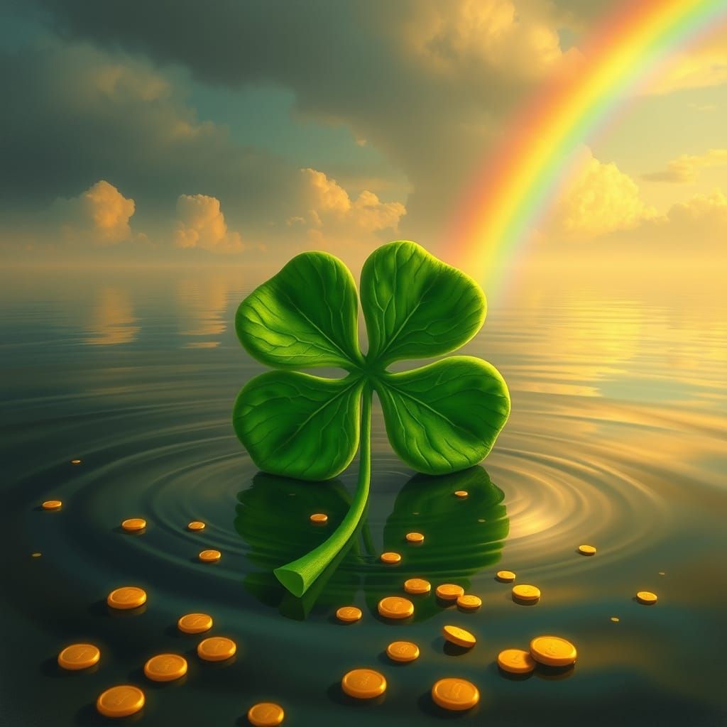 Mystical Clover Blooms Amidst Ancient Lake Treasure