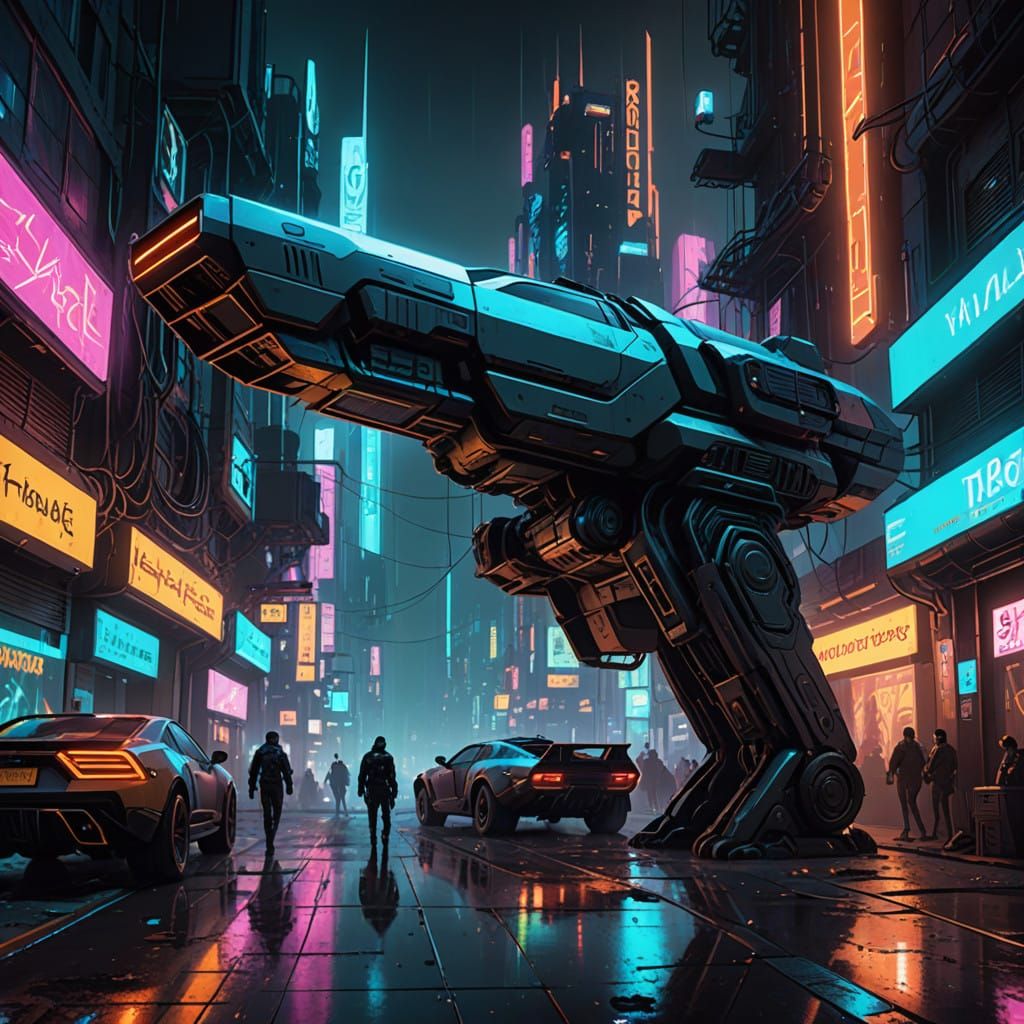 Futuristic Lazer in Neon-City Cyberpunk