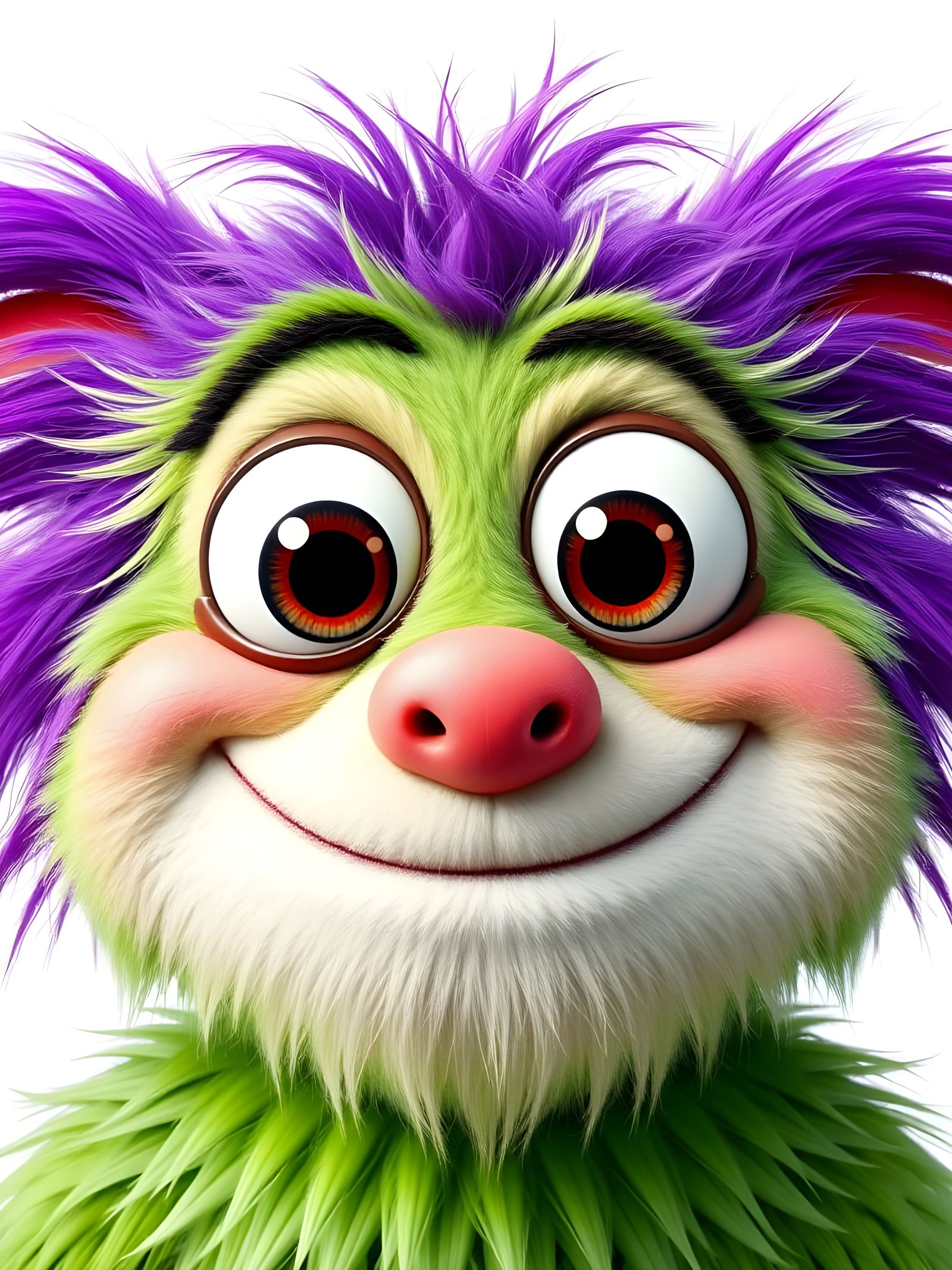 Goofy green and purple creature