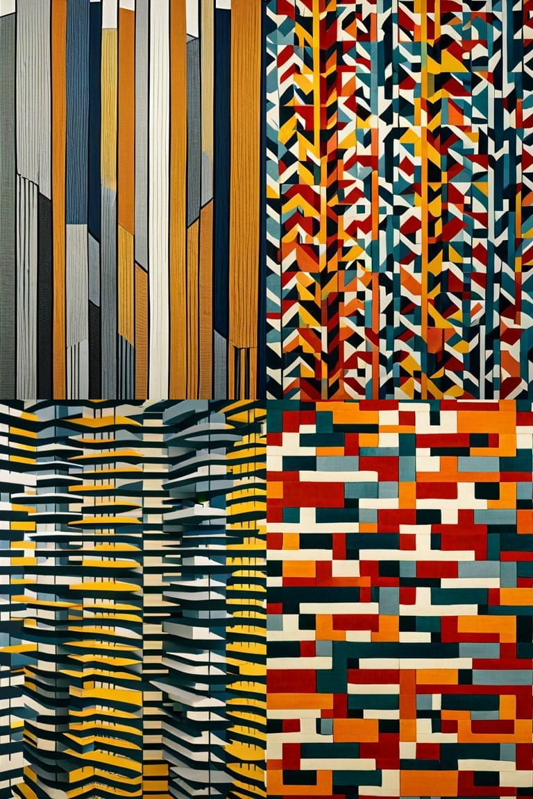 Abstract Woven Textile Art in Bauhaus Style