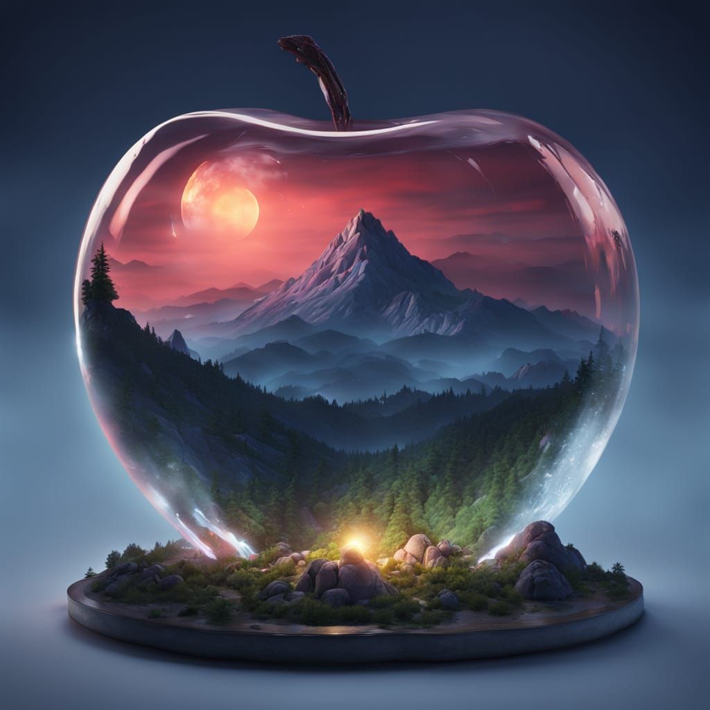 Ethereal Mountain Landscape at Night