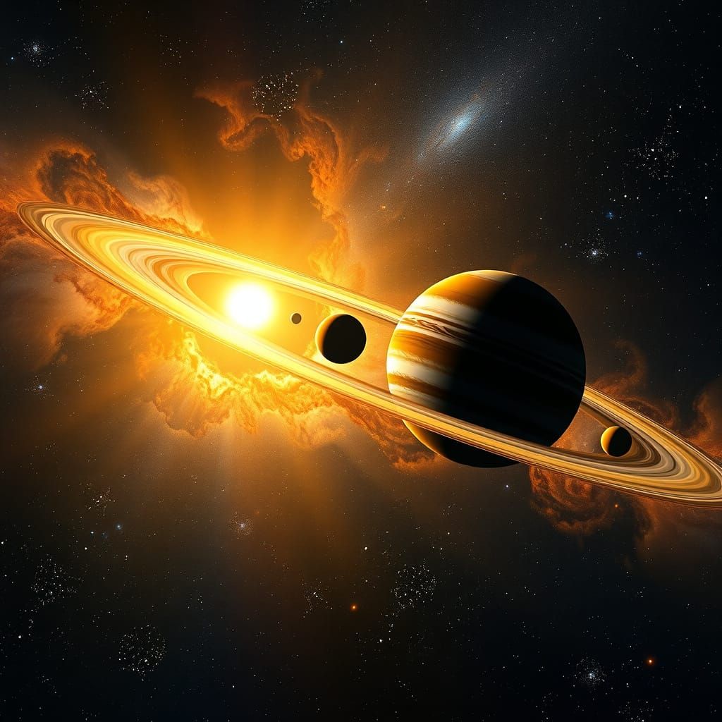 Solar System in Painterly Digital Art Style