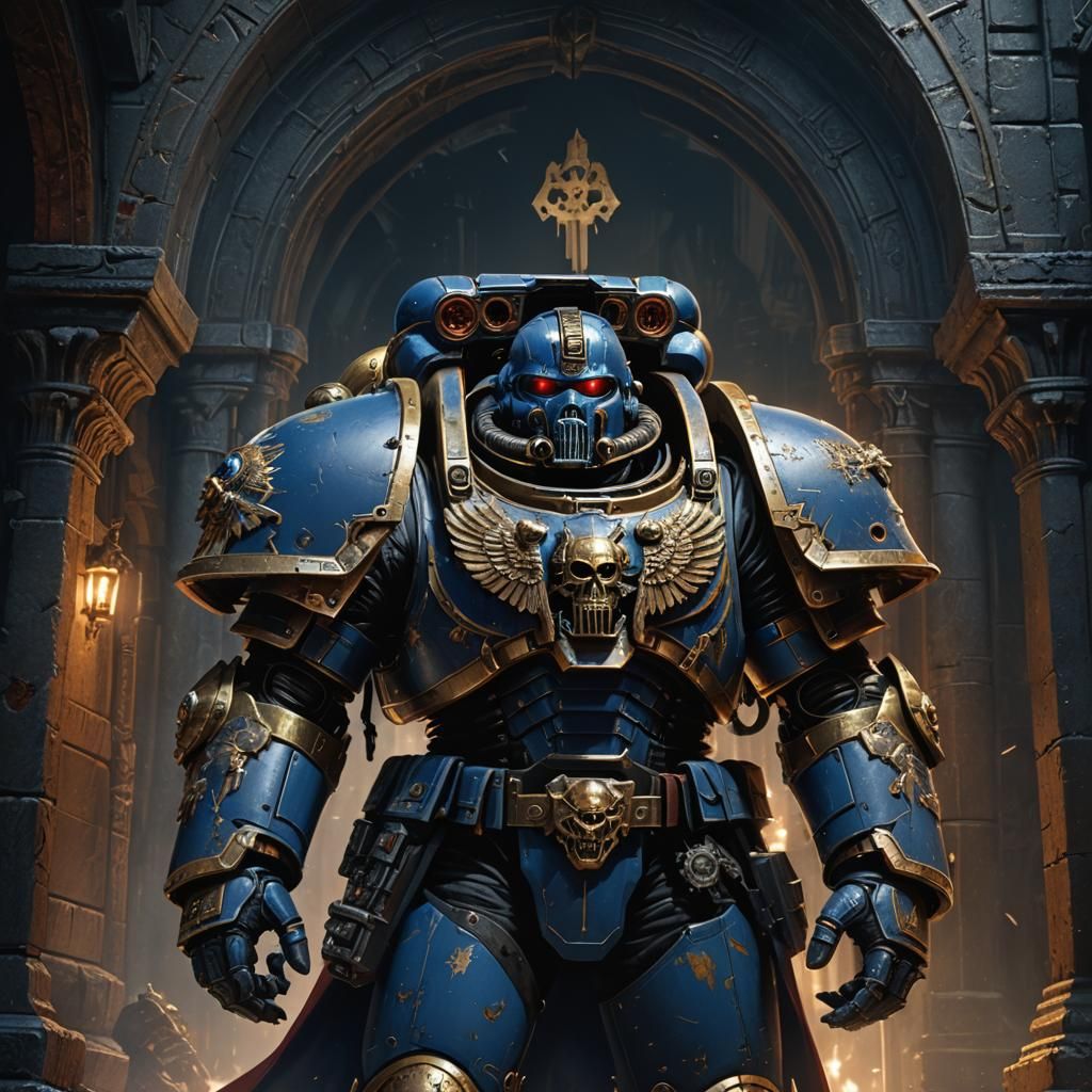 Space Marine Portrait in Gritty Gothic Style