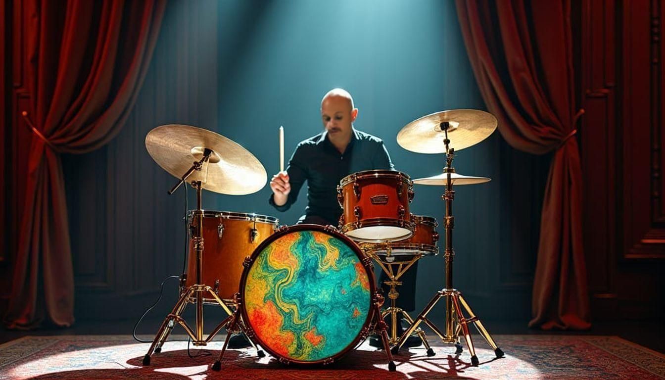 Drummer's Rhythmic Thoughts in Mid-Century Style