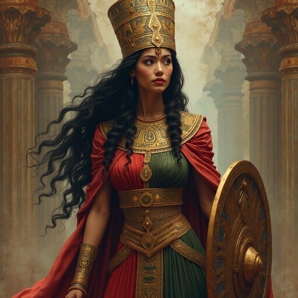 Regal Egyptian Goddess Neith, Goddess of War and Creation, i...