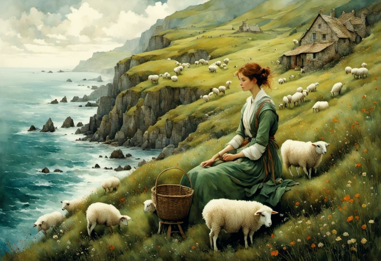 Coastal Spinner with Sheep, Detailed Art