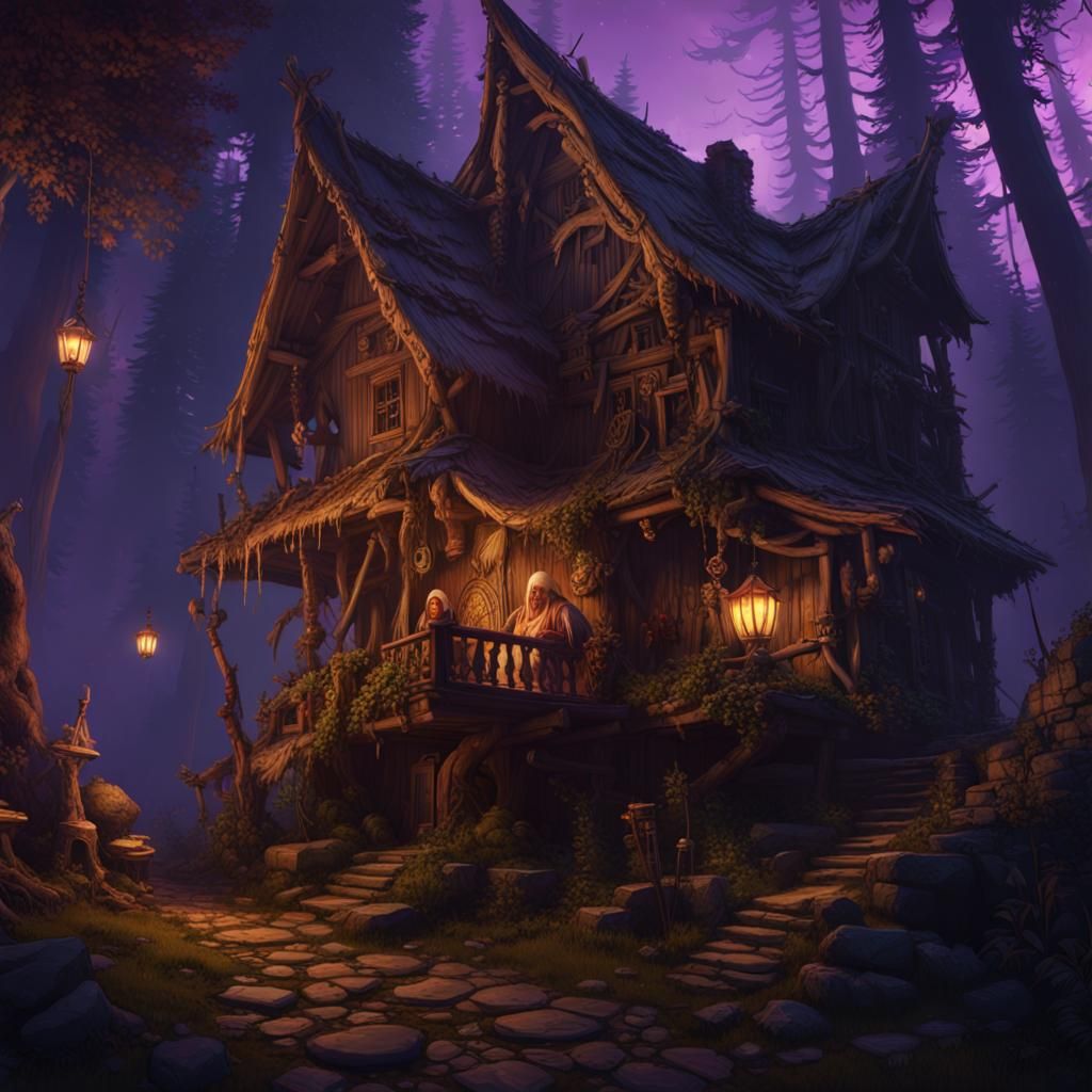 Baba Yaga in Dark Fantasy Art Style