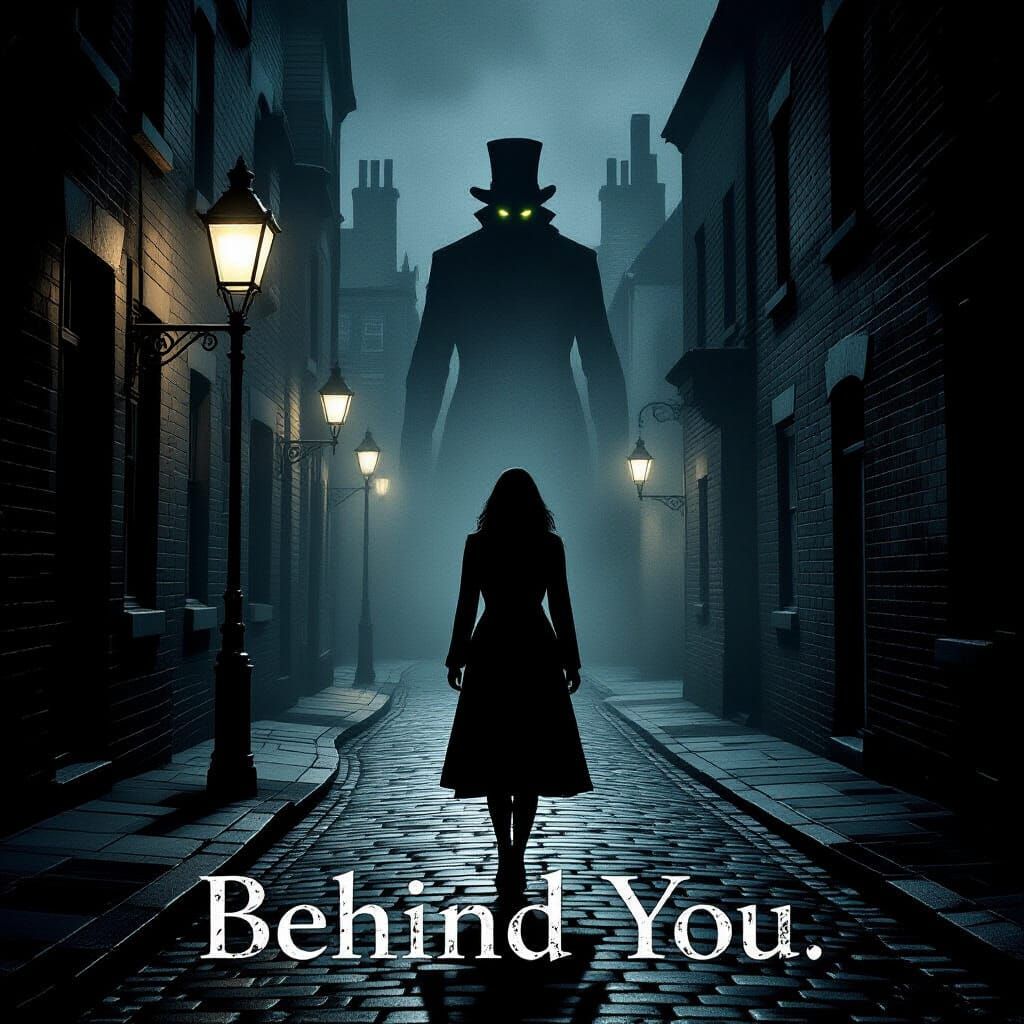 Suspense Movie Poster: Woman Stalked in Gaslit Street