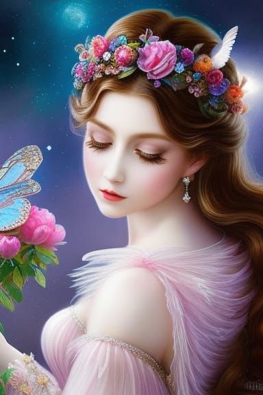 Enchanting Flower Fairy Portrait in Dreamlike Style