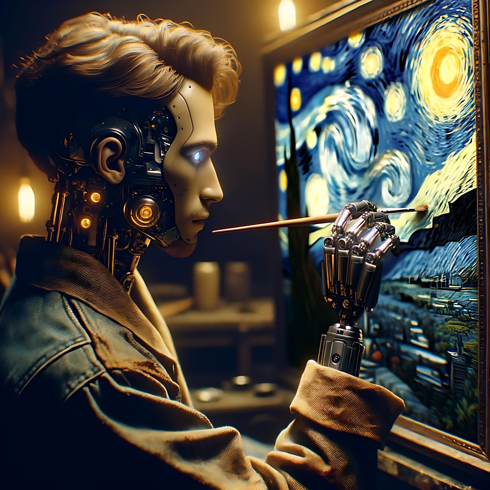 Cyborg Artist Recreates Starry Night in Post-Impressionistic...