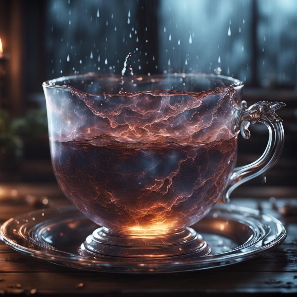 Rainstorm in Teacup: Detailed Matte Painting