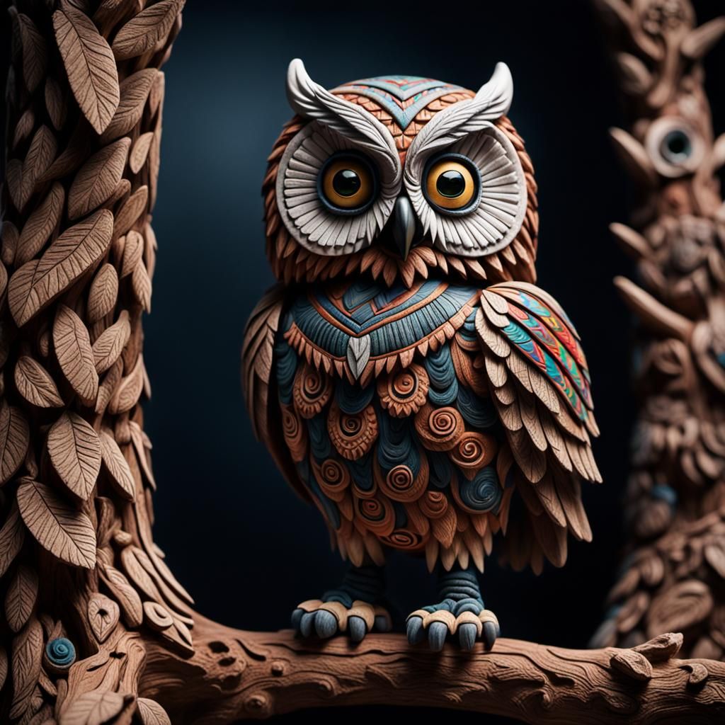 Tribal Clay Owl