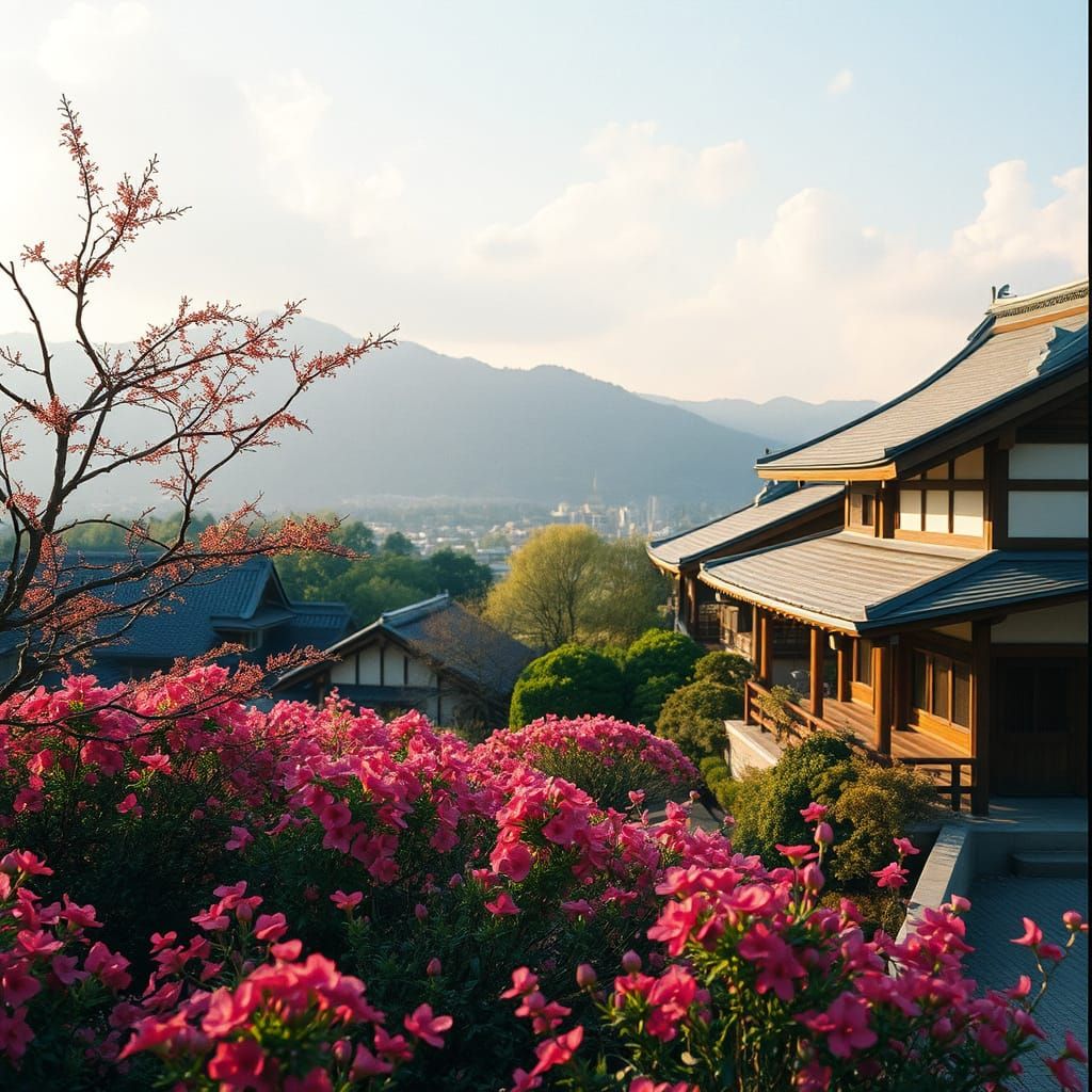 Ultra-Realistic Kyoto Landscape with Flowers