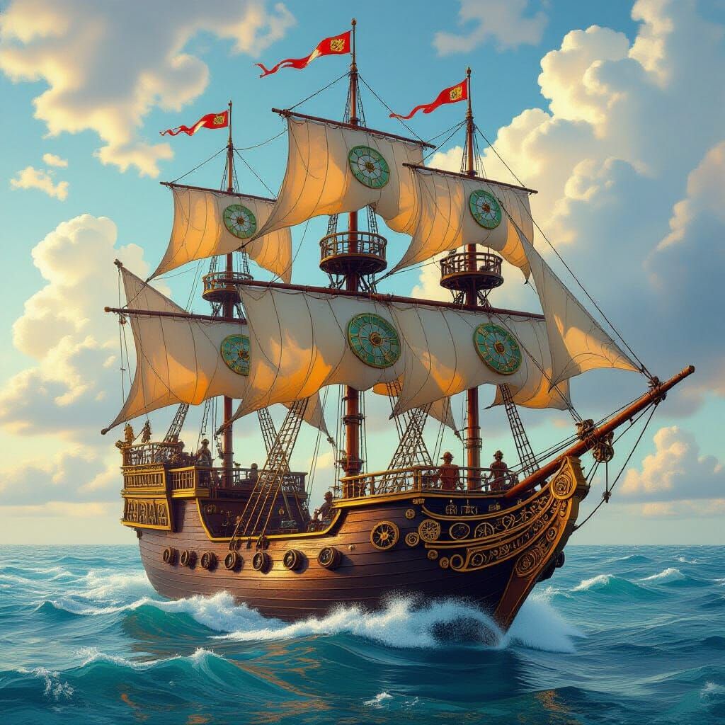 Steampunk Galleon in Sea of Clouds
