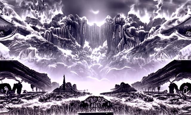 Dark Post-Apocalyptic Landscape in Horror Sci-Fi Style