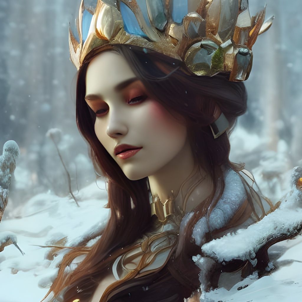 Snow Empress Portrait in Hyperdetailed Lighting