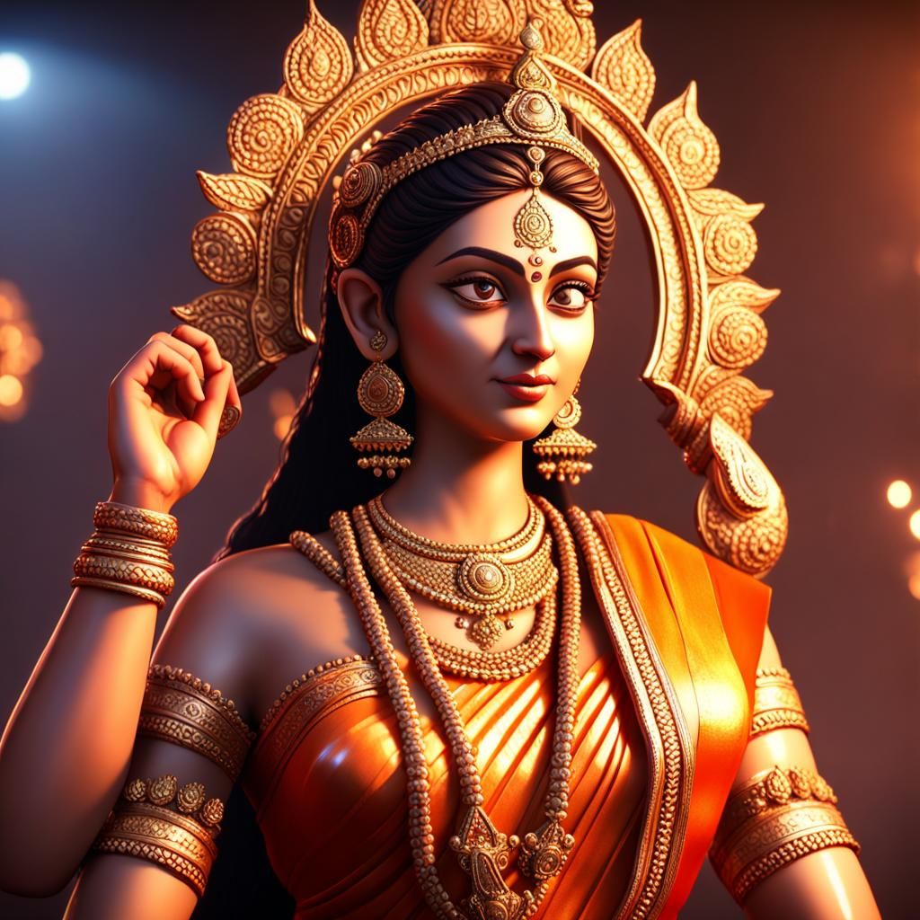 Goddess Durga Brahmacharini: 3D Cinematic Art