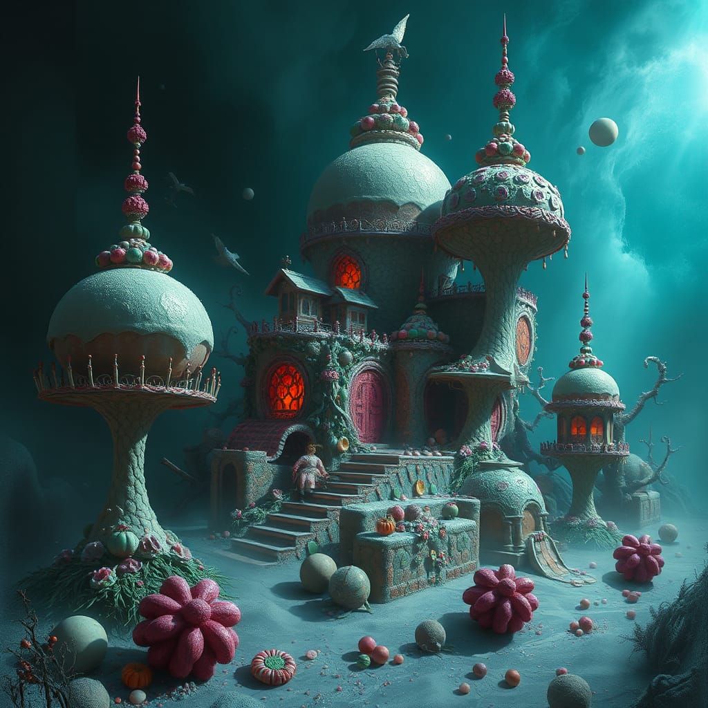Dark Fantasy Candy Realm as Detailed Matte Painting