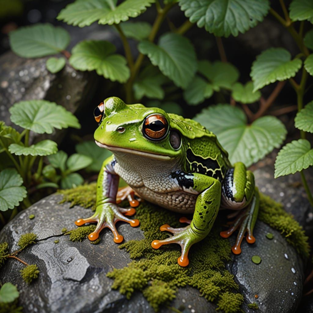 Lifelike Frog Portrait in Vibrant Colors