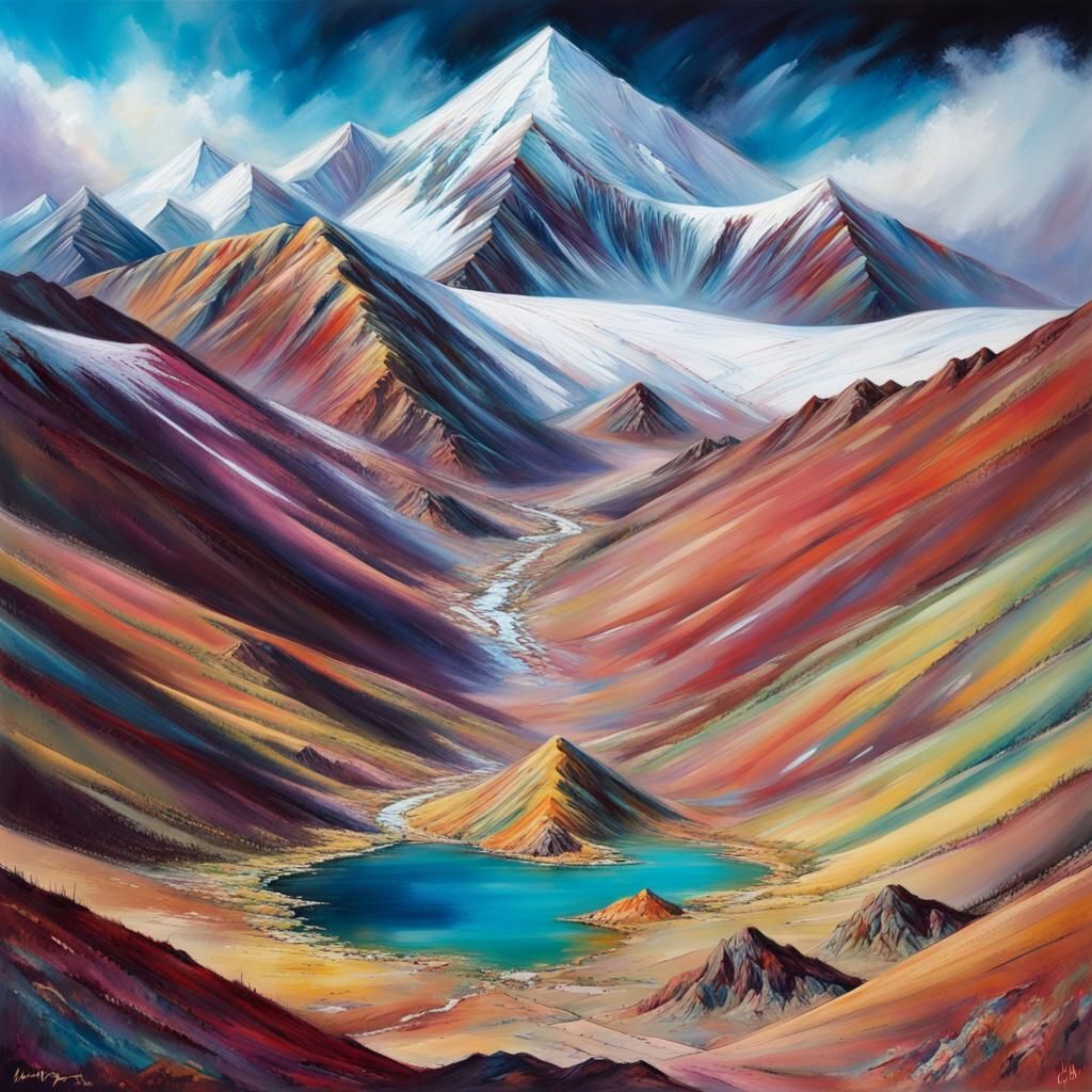Andes Mountain of Seven Colors, Hyperdetailed Landscape
