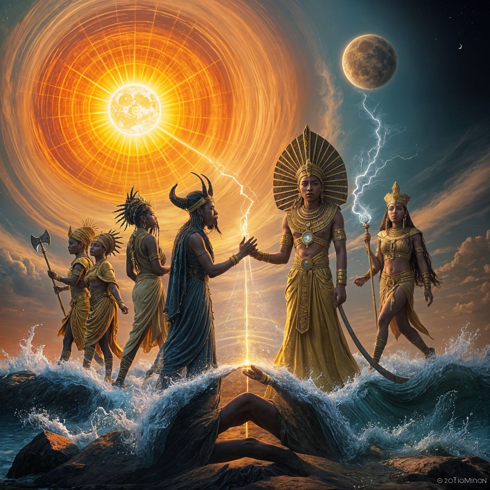 Cosmic Unity: Ancient Divine Realms Converge in Celestial Ce...
