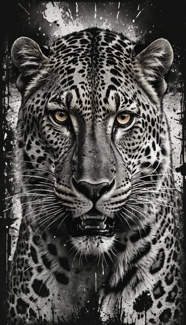 Leopard Face with Text Illustration