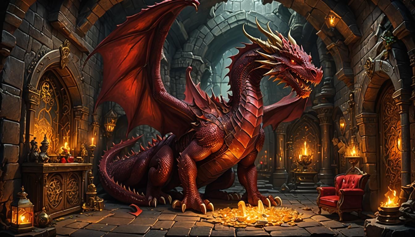 Crimson Dragon Lair with Hidden Treasure Vaults