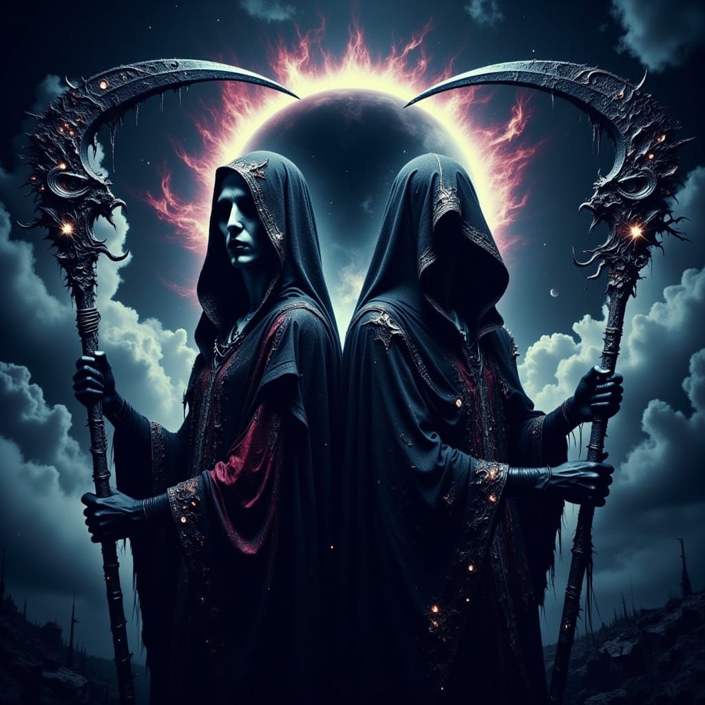 Grim Reapers in Macabro Style, Guiding Souls to the Afterlif...