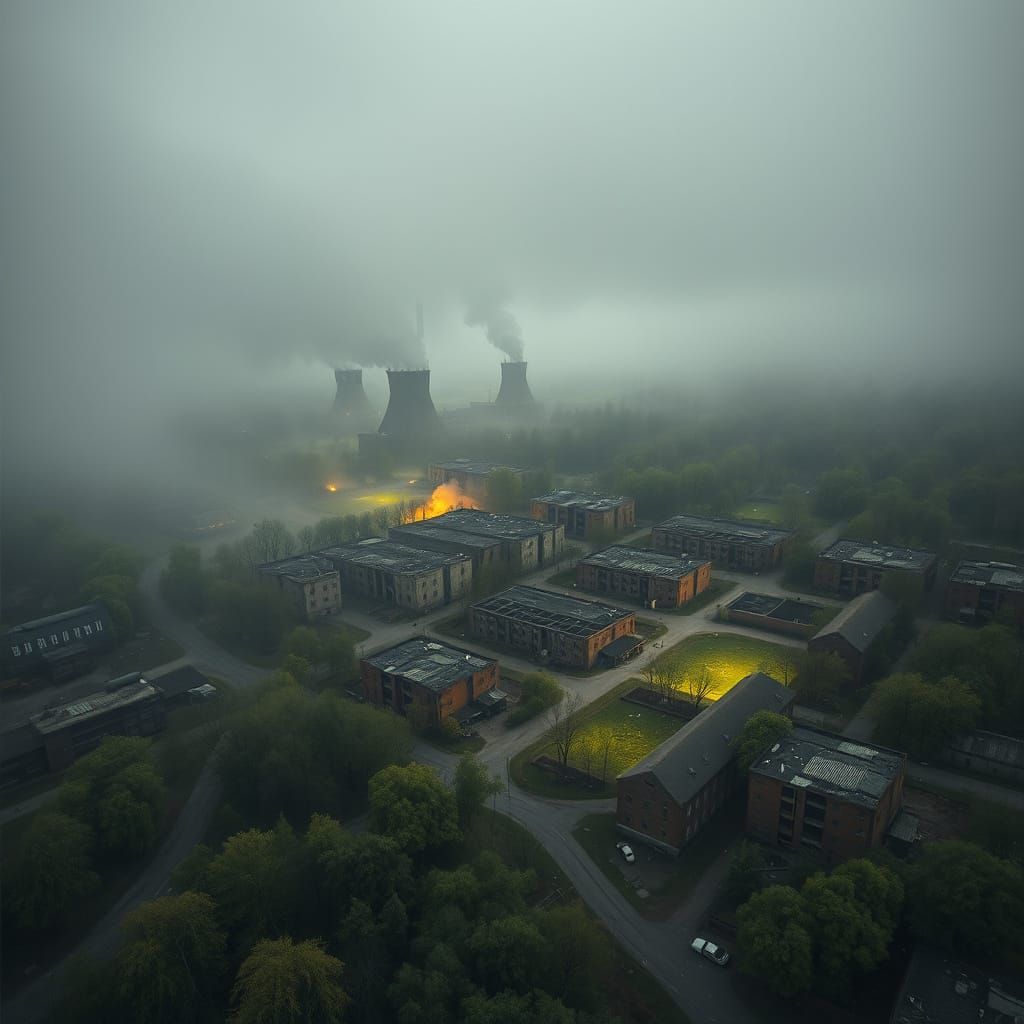 Abandoned Chernobyl Cityscape in Post-Apocalyptic Ruins