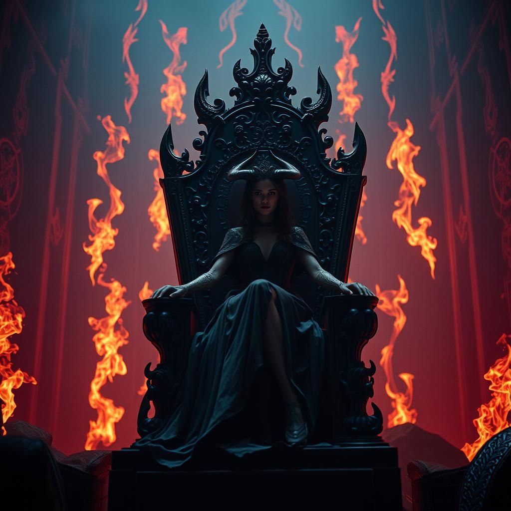 Majestic Lilith: Demon Queen of Hell in Gothic Landscape