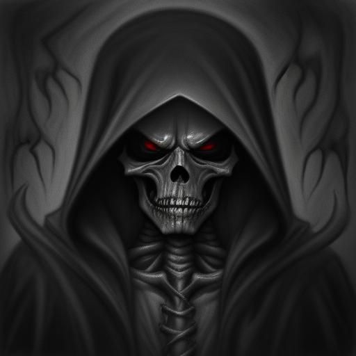 Grim Reaper from Hell: Hyperdetailed Charcoal Drawing