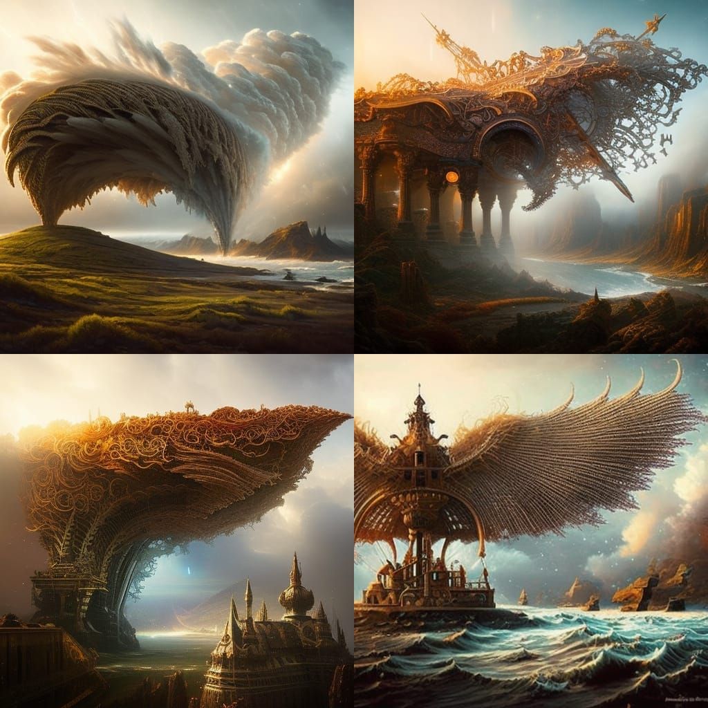 Epic Steampunk Lighthouse with Filigree Unicorn in Hyperreal...