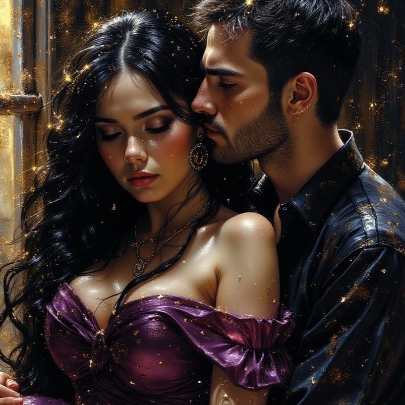 Ink Drawing of Woman and Man with Emotional Tension