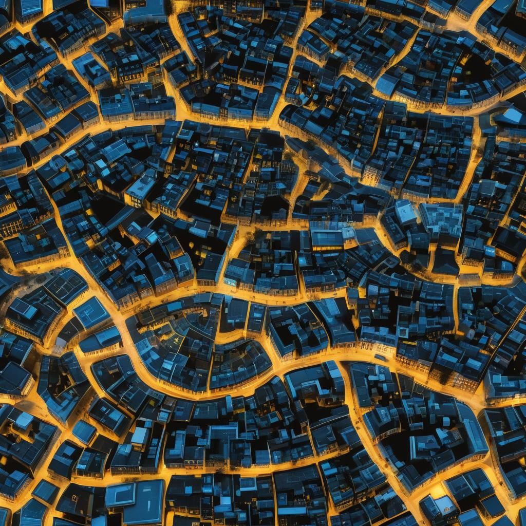 Bioluminescent Wireframe Cityscape at Night