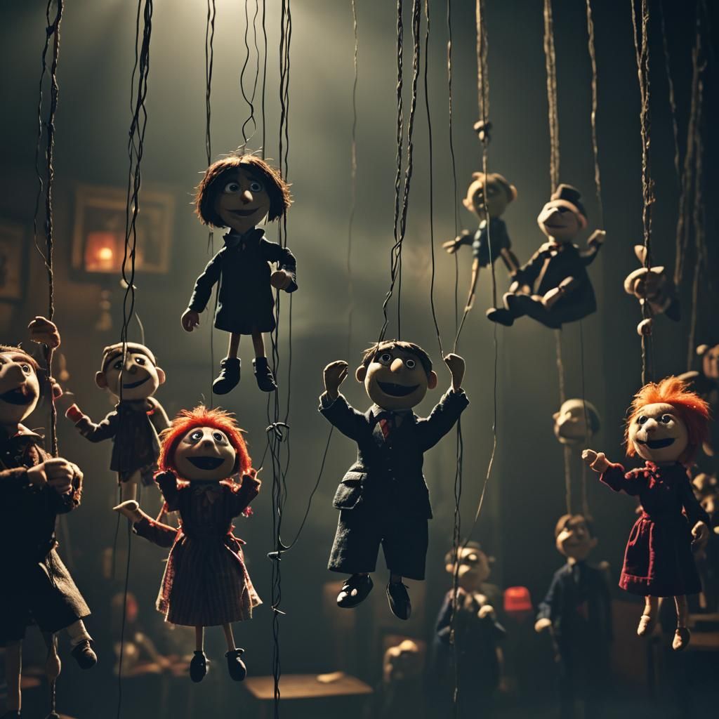 Mysterious Puppets in Dramatic Cinematic Lighting