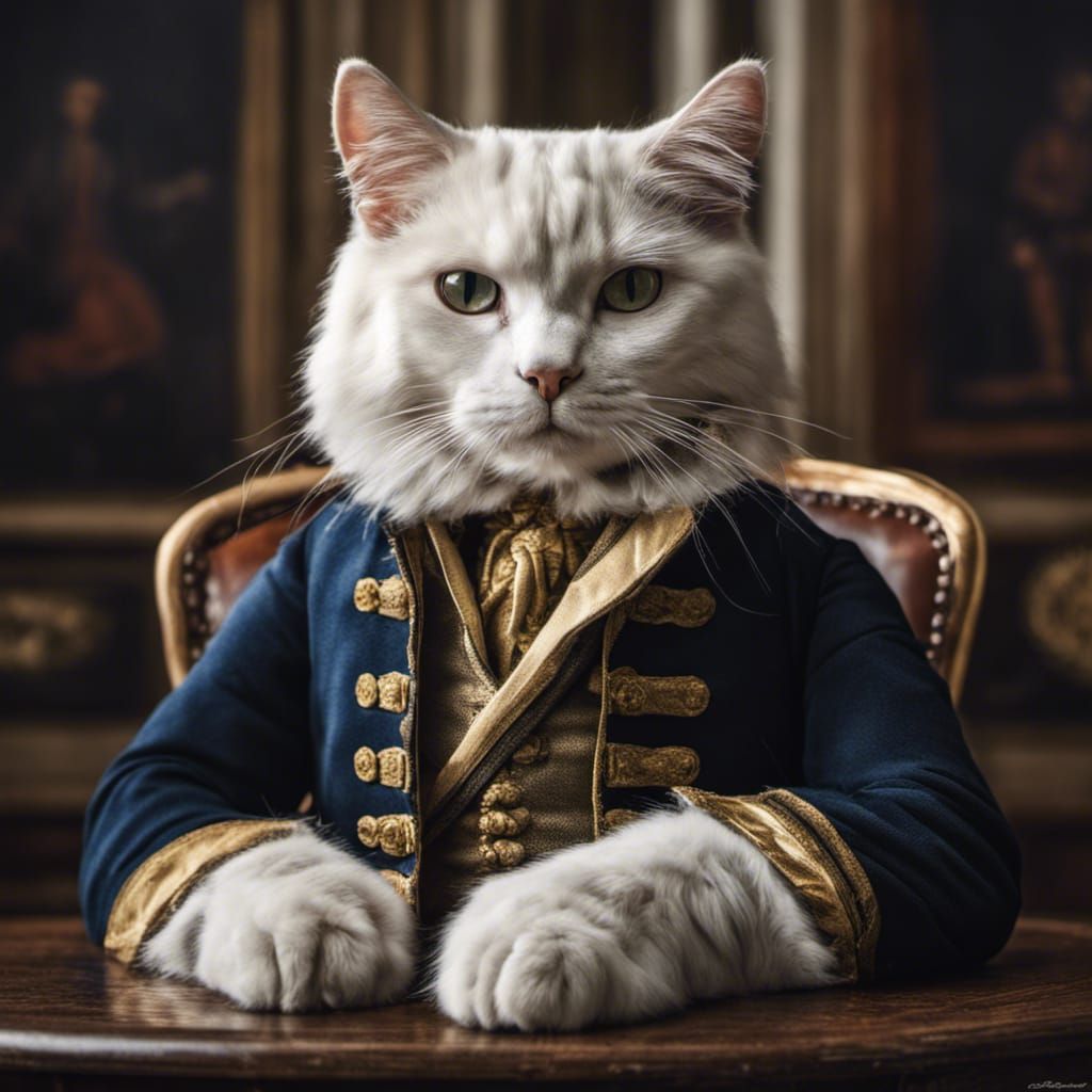 Hyperrealistic Cat as George Washington Portrait