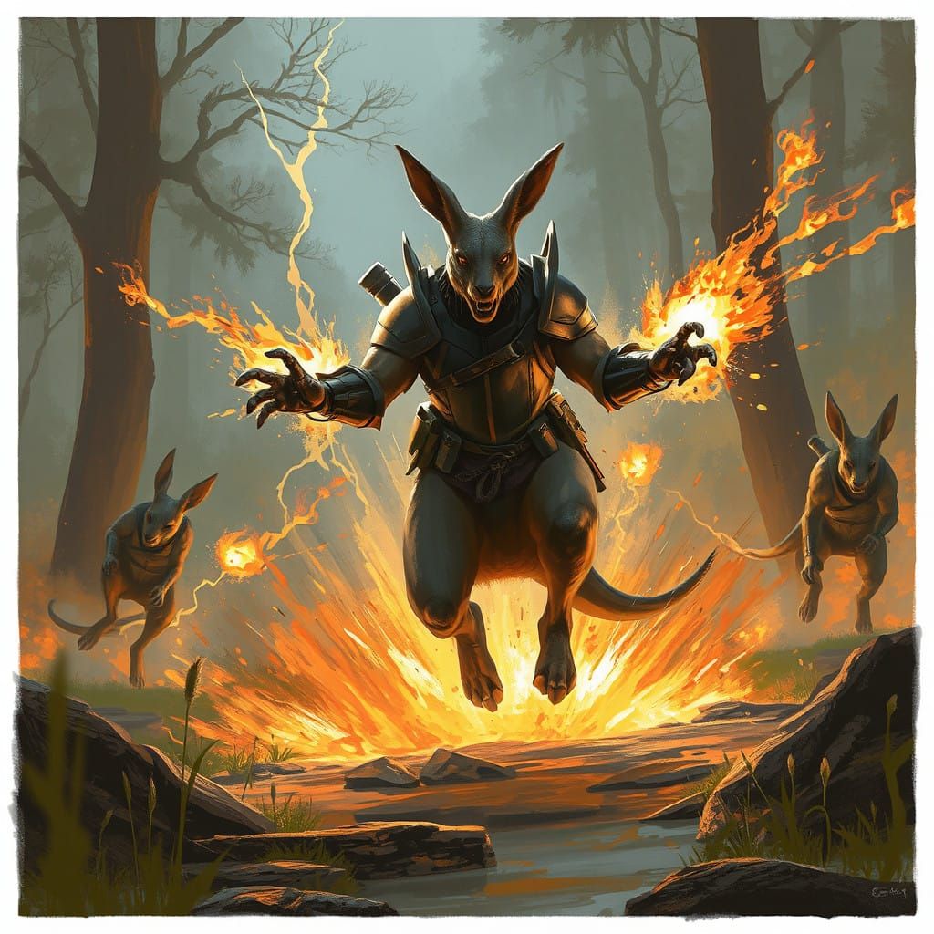 Release the armored kangaroos that throw blasts of energy!