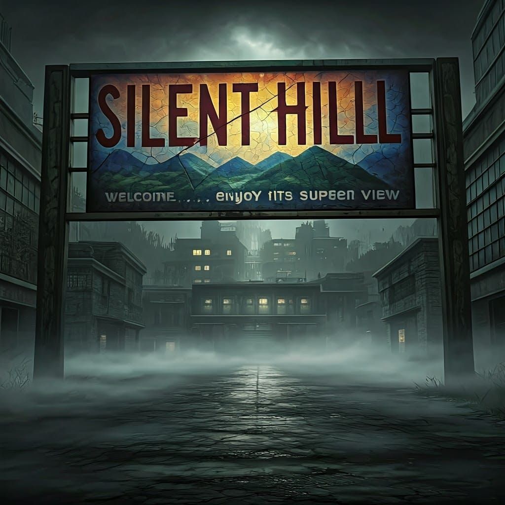 Haunted Entrance to Silent Hill in Eerie Fog