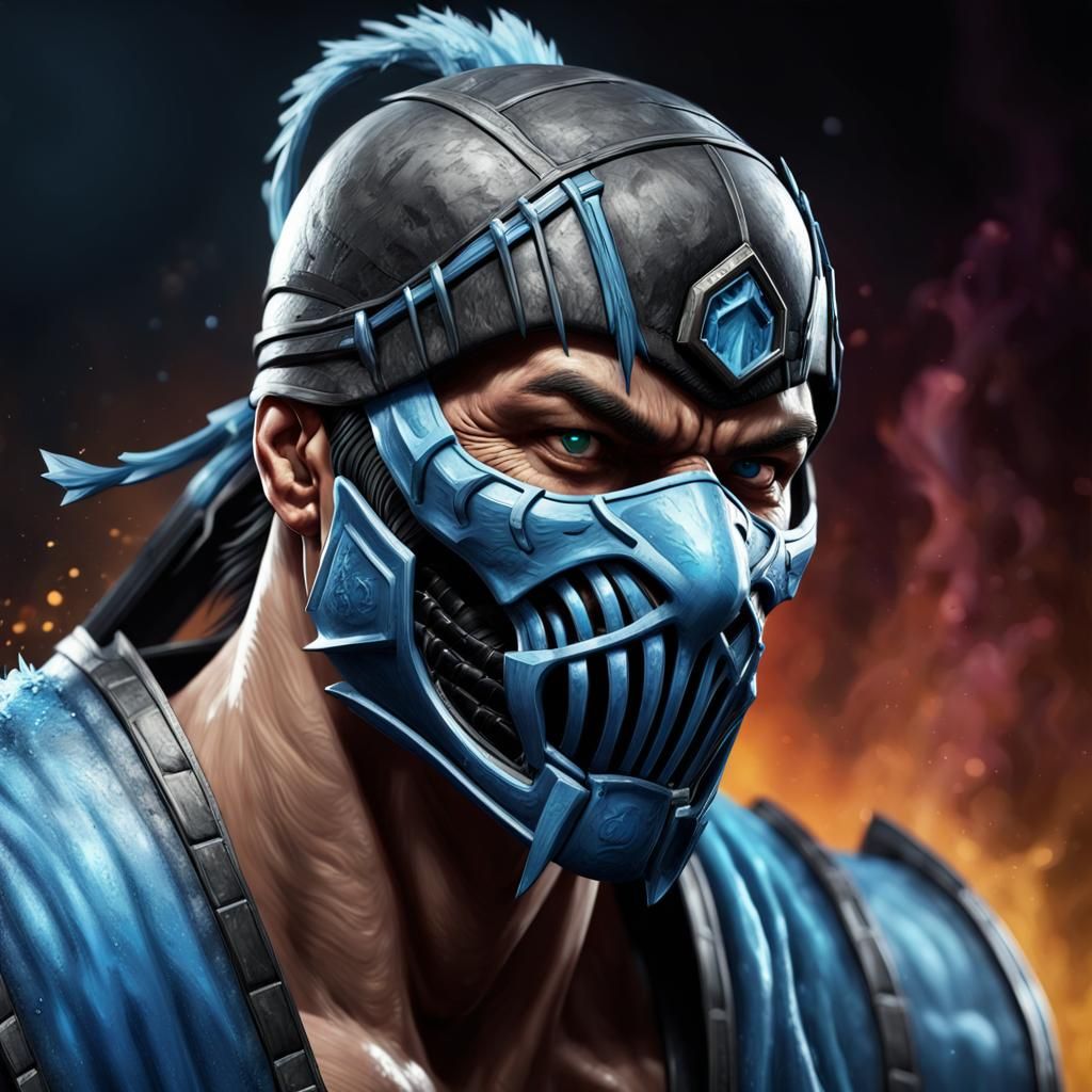 Sub-Zero Mortal Kombat: Hyperrealistic Splash Art