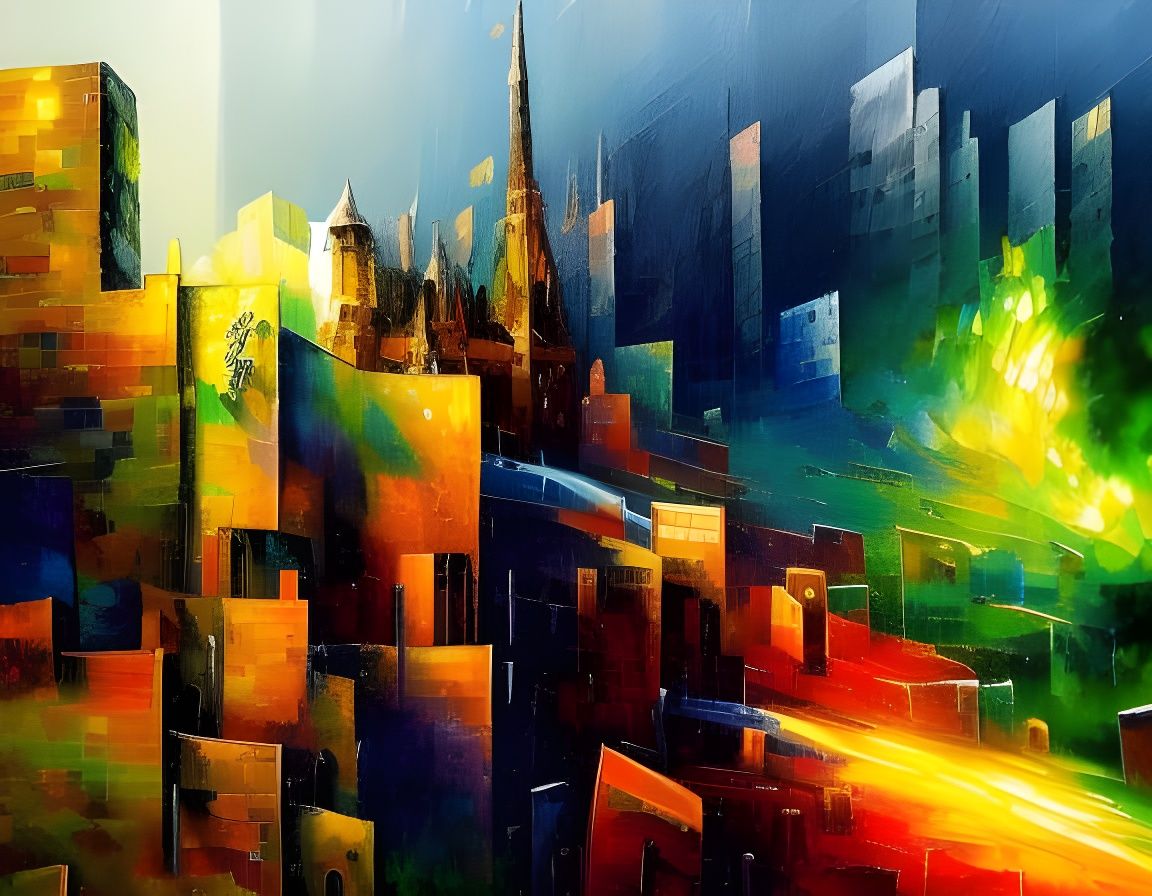 Airbrushed Cubes in Expressionist Impasto Style