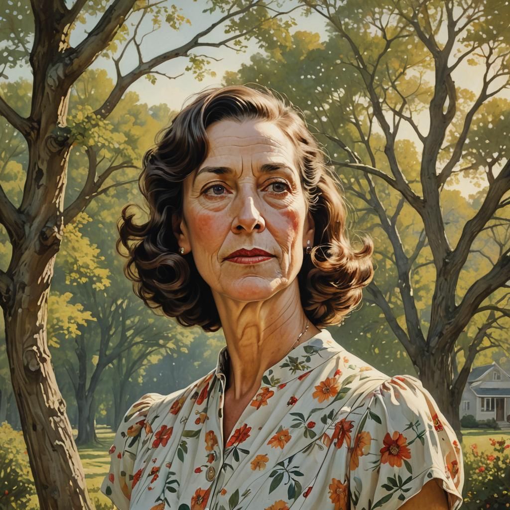 1930s Portrait of Woman in American Realism Style