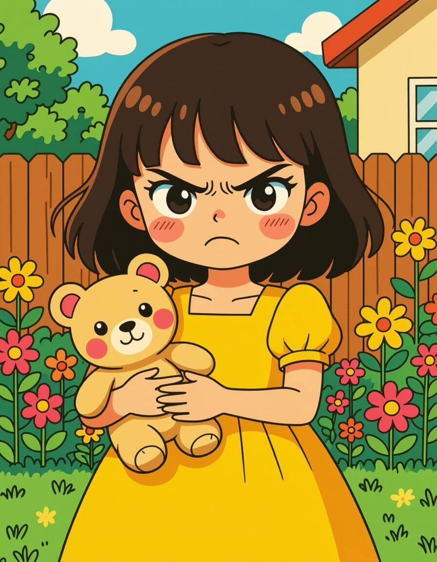 Grumpy Girl in a Flower Garden, Pop Surrealism